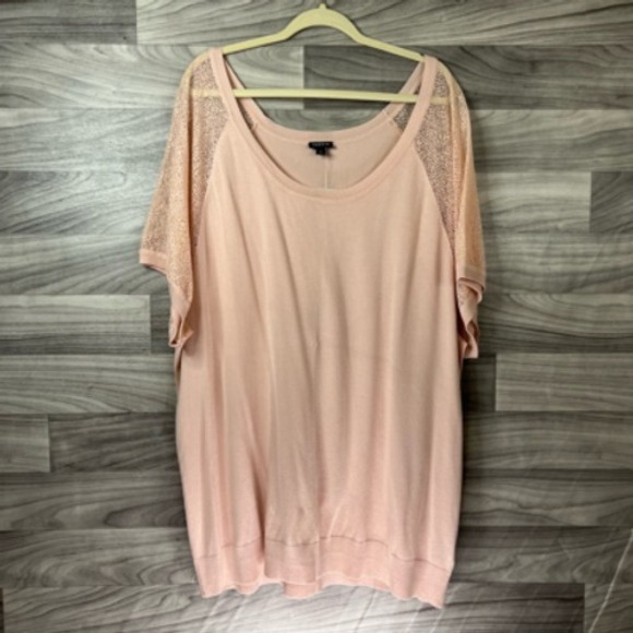 Torrid Womens Tunic Top Pink 3/4 Sleeve Scoop Neck Lace Plus 5 New - Picture 1 of 12